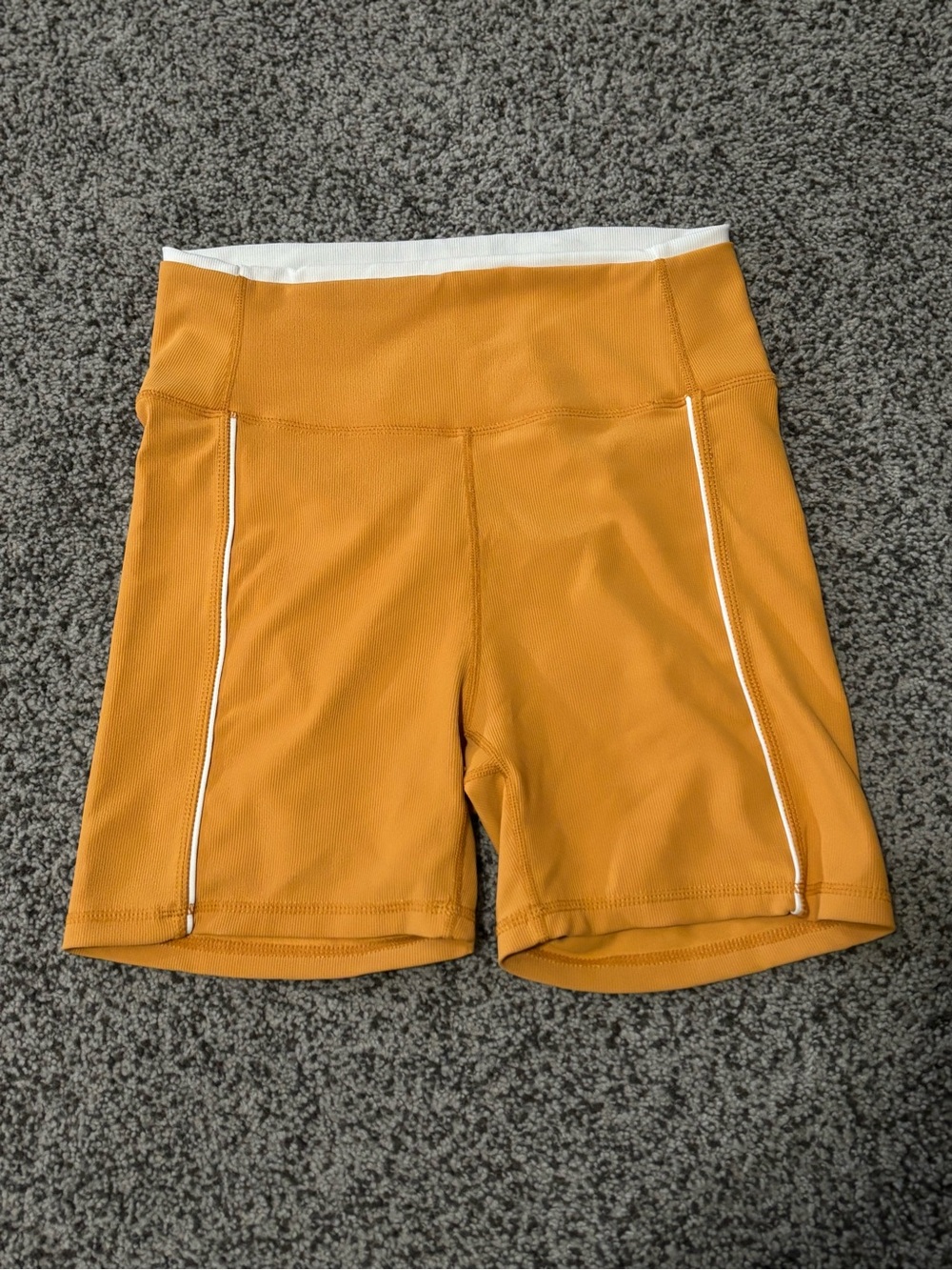 Wilo High-Waist Bike Shorts in Mustard Yellow with White Trim